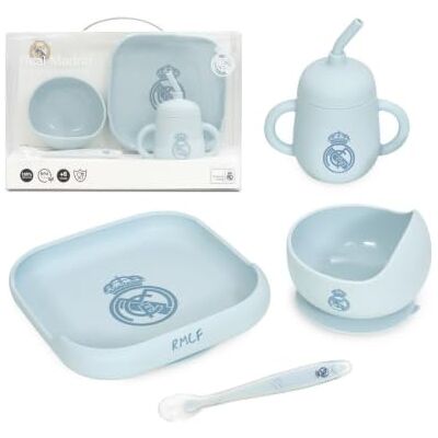 Interbaby Set de Vaisselle Enfant 4 Pièces en Silicone Real Madrid Assiette, Bol, Cuillère et Tasse Passe au micro-ondes et au lave-vaisselle Sans BPA - Publicité Interbaby Set de Vaisselle Enfant 4 Pièces en Silicone Real Madrid Assiette, Bol, Cuillère et Tasse Passe au micro-ondes et au lave-vaisselle Sans BPA - Publicité