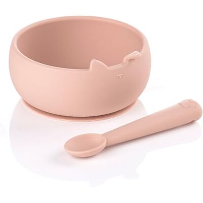 Jane Jané Bol et Cuillère en Silicone avec Ventouse, Sans BPA, Compatible Micro-ondes, Vaisselle Bébé, Rose - Publicité Jane Jané Bol et Cuillère en Silicone avec Ventouse, Sans BPA, Compatible Micro-ondes, Vaisselle Bébé, Rose - Publicité