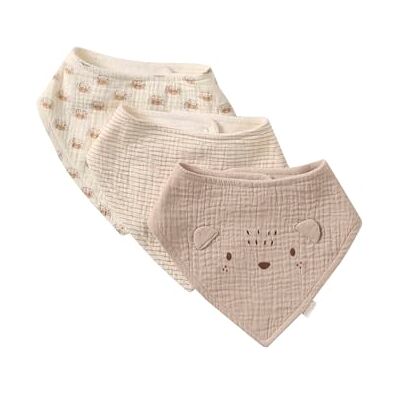 VERTBAUDET Lot de 3 bavoirs bandanas en gaze de coton Hérisson TU - Publicité VERTBAUDET Lot de 3 bavoirs bandanas en gaze de coton Hérisson TU - Publicité