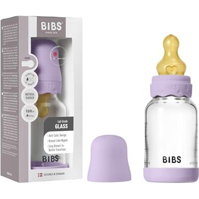 BIBS Biberon en Verre Boheme - Latex Naturel Violet Sky 120 ml - Publicité BIBS Biberon en Verre Boheme - Latex Naturel Violet Sky 120 ml - Publicité