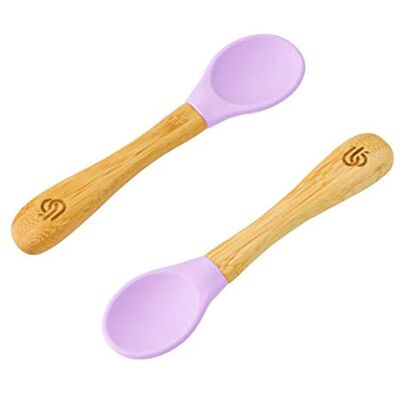 bamboo bamboo Bamboo Baby Feeding Spoons with Soft Curved Silicone Bowl Tips for Toddlers and Infants (2 Pack, Lilas) - Publicité bamboo bamboo Bamboo Baby Feeding Spoons with Soft Curved Silicone Bowl Tips for Toddlers and Infants (2 Pack, Lilas) - Publicité