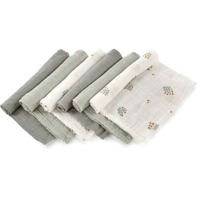 Jane Jané Lot de 6 Langes Bébé 35x35 cm, Coton et Bambou Naturel, Multiusage, Hypoallergéniques, Écologiques, Vert - Publicité Jane Jané Lot de 6 Langes Bébé 35x35 cm, Coton et Bambou Naturel, Multiusage, Hypoallergéniques, Écologiques, Vert - Publicité