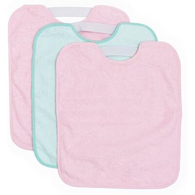 Ti TIN Lot de 3 Bavoirs Imperméables, 33x36 cm 90% Coton 10% polyester Bavoirs pour Bébés de plus d'un an Fermeture Élastique Doublure Vinyle Couleur Unie (Rose et Vert) 320gr/m² - Publicité Ti TIN Lot de 3 Bavoirs Imperméables, 33x36 cm 90% Coton 10% polyester Bavoirs pour Bébés de plus d'un an Fermeture Élastique Doublure Vinyle Couleur Unie (Rose et Vert) 320gr/m² - Publicité