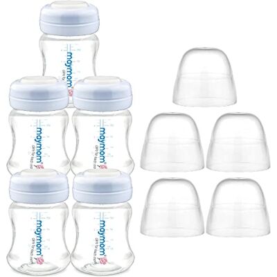 Maymom biberon de collecte large col avec capuchon dôme, bague et disque SureSeal, compatible avec Spectra S1/S2, lot de 5 (140 ml) - Publicité Maymom biberon de collecte large col avec capuchon dôme, bague et disque SureSeal, compatible avec Spectra S1/S2, lot de 5 (140 ml) - Publicité