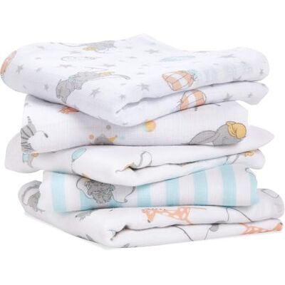 aden + anais ™ essentials Musy-langes pour Bébé, Ensemble de Langes en Mousseline 100% Coton, Multi usages, Adapté pour les Nouveau-nés, Lot de 5, 60x60cm, Garçon, Fille, Imprimé dumbo new heights - Publicité aden + anais ™ essentials Musy-langes pour Bébé, Ensemble de Langes en Mousseline 100% Coton, Multi usages, Adapté pour les Nouveau-nés, Lot de 5, 60x60cm, Garçon, Fille, Imprimé dumbo new heights - Publicité