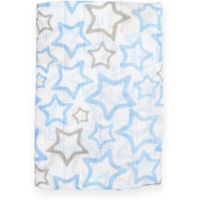 Ti TIN Lange en Mousseline pour Bébé, 120x120 cm 100% Coton Lange Gaz Doux, Léger et Multifonction Motif Étoile Couleur Blanc et Bleu 100gr/m² - Publicité Ti TIN Lange en Mousseline pour Bébé, 120x120 cm 100% Coton Lange Gaz Doux, Léger et Multifonction Motif Étoile Couleur Blanc et Bleu 100gr/m² - Publicité