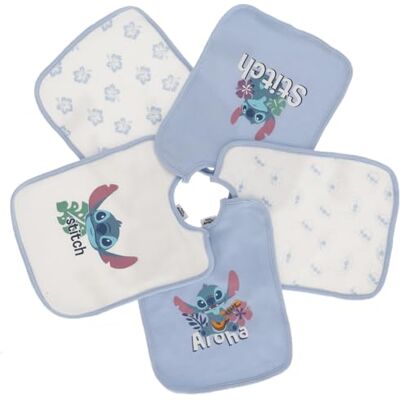 Disney Lot de 5 Bavoirs Bébé en 100% Coton 200 GSM Fermeture par Cordons à Nouer – Designs Assortis - Publicité Disney Lot de 5 Bavoirs Bébé en 100% Coton 200 GSM Fermeture par Cordons à Nouer – Designs Assortis - Publicité