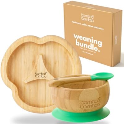 bamboo bamboo Set De Sevrage Assiette Bébé & Bol Bébé, Assiette Et Bol À Ventouse Pour Repas Et Sevrage, Assiette Compartimentée Bambou, Bol Enfant & Cuillère Bébé, Dès 6 Mois (Vert) - Publicité bamboo bamboo Set De Sevrage Assiette Bébé & Bol Bébé, Assiette Et Bol À Ventouse Pour Repas Et Sevrage, Assiette Compartimentée Bambou, Bol Enfant & Cuillère Bébé, Dès 6 Mois (Vert) - Publicité