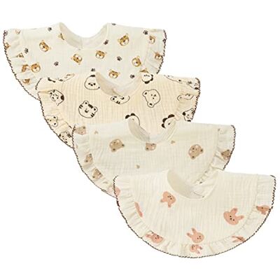 Nishine 4 pcs Bavettes en mousseline pour bébé Bavettes en coton rotatives à 360 degrés Bavettes de dentition pour garçon fille(Set d'animaux) - Publicité Nishine 4 pcs Bavettes en mousseline pour bébé Bavettes en coton rotatives à 360 degrés Bavettes de dentition pour garçon fille(Set d'animaux) - Publicité