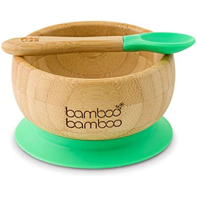 bamboo bamboo Ensemble Bols de Sevrage et Cuillères pour Bébés Avec Anneau d’aspiration en Silicone, Bols pour Tout-petits avec Cuillère pour Bébés à partir de 6 mois (Vert) - Publicité bamboo bamboo Ensemble Bols de Sevrage et Cuillères pour Bébés Avec Anneau d’aspiration en Silicone, Bols pour Tout-petits avec Cuillère pour Bébés à partir de 6 mois (Vert) - Publicité