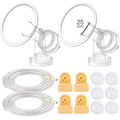 Maymom kit tire-lait 25 mm compatible avec Medela Pump in Style Advanced, 2 téterelles monobloc, 4 valves, 6 membranes, 2 tubes, accessoire compatible non original - Publicité Maymom kit tire-lait 25 mm compatible avec Medela Pump in Style Advanced, 2 téterelles monobloc, 4 valves, 6 membranes, 2 tubes, accessoire compatible non original - Publicité