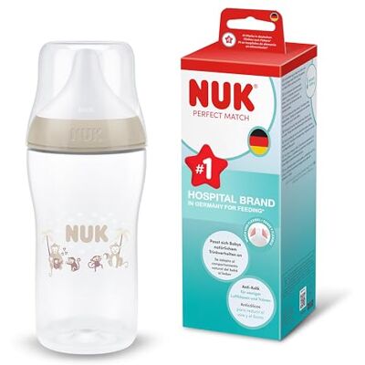 Nuk Perfect Match Biberon 3+ mois 260 ml Biberon anti-coliques PP Indicateur de contrôle de température Singe Lot de 1 - Publicité Nuk Perfect Match Biberon 3+ mois 260 ml Biberon anti-coliques PP Indicateur de contrôle de température Singe Lot de 1 - Publicité