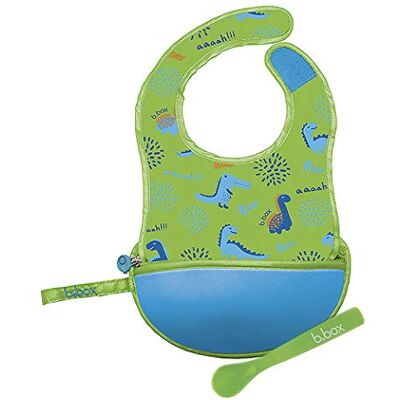 b.box Bavoir de Voyage avec Cuillère Souple Repliable dans Sa Propre Pochette de Transport Dino Time 1 Unité 30cm vert - Publicité b.box Bavoir de Voyage avec Cuillère Souple Repliable dans Sa Propre Pochette de Transport Dino Time 1 Unité 30cm vert - Publicité