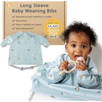 BIBaDO Bavoir à manches longues pour bébés et tout-petits de 6 à 36 ans. Bavoir anti-désordre pour bébé qui se fixe aux chaises hautes, poussettes, tables. 100% imperméable, lavable en machine, - Publicité BIBaDO Bavoir à manches longues pour bébés et tout-petits de 6 à 36 ans. Bavoir anti-désordre pour bébé qui se fixe aux chaises hautes, poussettes, tables. 100% imperméable, lavable en machine, - Publicité