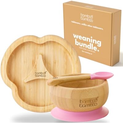 bamboo bamboo Set De Sevrage Assiette Bébé & Bol Bébé, Assiette Et Bol À Ventouse Pour Repas Et Sevrage, Assiette Compartimentée Bambou, Bol Enfant & Cuillère Bébé, Dès 6 Mois (Rose) - Publicité bamboo bamboo Set De Sevrage Assiette Bébé & Bol Bébé, Assiette Et Bol À Ventouse Pour Repas Et Sevrage, Assiette Compartimentée Bambou, Bol Enfant & Cuillère Bébé, Dès 6 Mois (Rose) - Publicité