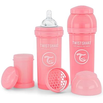 Twistshake Biberons Anti-Coliques Avec Récipient Pour Lait En Poudre Et Mélangeur 2x 260ml Tétine En Silicone À Débit Moyen Biberon Sans BPA 2+ Mois Rose - Publicité Twistshake Biberons Anti-Coliques Avec Récipient Pour Lait En Poudre Et Mélangeur 2x 260ml Tétine En Silicone À Débit Moyen Biberon Sans BPA 2+ Mois Rose - Publicité