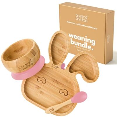 bamboo bamboo Assiette et Bol Bébé à Ventouse pour Repas et Sevrage, Assiette Lapin en Bamboo, Bol et Cuillère Enfant dès 6 Mois (Lapin, Rose) - Publicité bamboo bamboo Assiette et Bol Bébé à Ventouse pour Repas et Sevrage, Assiette Lapin en Bamboo, Bol et Cuillère Enfant dès 6 Mois (Lapin, Rose) - Publicité