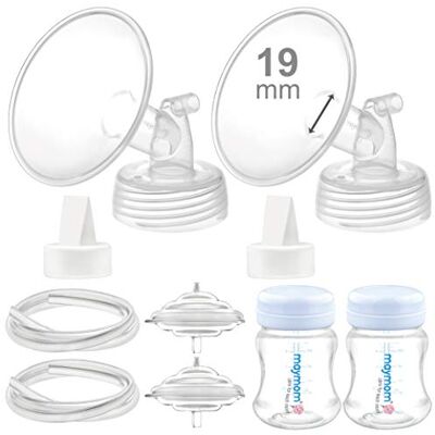 Maymom Pièces pour tire-lait compatibles avec Spectra S2 S1 – Kit de remplacement avec téterelle 19 mm, valve bec de canard, tuyau, biberon, protecteur anti-retour – Non original - Publicité Maymom Pièces pour tire-lait compatibles avec Spectra S2 S1 – Kit de remplacement avec téterelle 19 mm, valve bec de canard, tuyau, biberon, protecteur anti-retour – Non original - Publicité