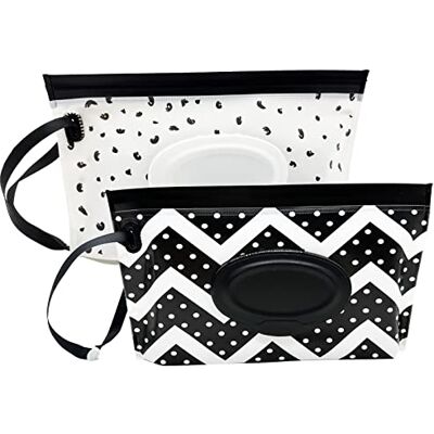 ULVBABI Lot de 2 distributeurs portables de pochettes pour lingettes humides, réutilisables, rechargeables Motif vagues et plumes - Publicité ULVBABI Lot de 2 distributeurs portables de pochettes pour lingettes humides, réutilisables, rechargeables Motif vagues et plumes - Publicité