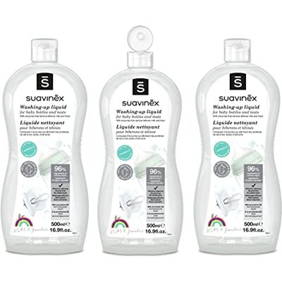 Suavinex , Liquide Vaisselle pour Biberons, Tétines et Accessoires. Liquide Nettoyant pour Biberons. Sans Parfum ni Colorants. Testé Dermatologiquement. 96% d'Ingrédients d'Origine Naturelle. 1500 ml - Publicité Suavinex , Liquide Vaisselle pour Biberons, Tétines et Accessoires. Liquide Nettoyant pour Biberons. Sans Parfum ni Colorants. Testé Dermatologiquement. 96% d'Ingrédients d'Origine Naturelle. 1500 ml - Publicité