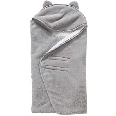 Vertbaudet Plaid bébé à capuche en microfibre, doublé polaire gris TU - Publicité Vertbaudet Plaid bébé à capuche en microfibre, doublé polaire gris TU - Publicité