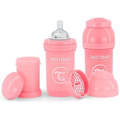 Twistshake Biberons Anti-Coliques Avec Récipient Pour Lait En Poudre Et Mélangeur 2x 180ml Tétine En Silicone À Débit Lent Biberon Sans BPA 0+ Mois Rose - Publicité Twistshake Biberons Anti-Coliques Avec Récipient Pour Lait En Poudre Et Mélangeur 2x 180ml Tétine En Silicone À Débit Lent Biberon Sans BPA 0+ Mois Rose - Publicité