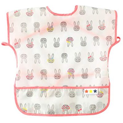 Happy Cherry Tablier Bébé Imperméable pour Manger et Peinture Bavoir Repas de Sans Manches Bavette Motif de Lapin pour Garçons Filles Rose Taille L(3-5 Ans) - Publicité Happy Cherry Tablier Bébé Imperméable pour Manger et Peinture Bavoir Repas de Sans Manches Bavette Motif de Lapin pour Garçons Filles Rose Taille L(3-5 Ans) - Publicité