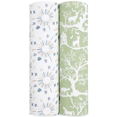 aden + anais Essentials Harmony Lange Pack de 2 Ensenble de Langes 100% Mousseline de Coton resprirante pour bébé Imprimés Nature, Arbres, Vert, forêt Les indispensables du Sommeil - Publicité aden + anais Essentials Harmony Lange Pack de 2 Ensenble de Langes 100% Mousseline de Coton resprirante pour bébé Imprimés Nature, Arbres, Vert, forêt Les indispensables du Sommeil - Publicité