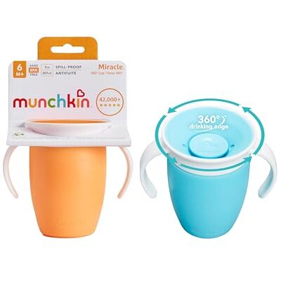 Munchkin Tasses Miracle 360 Bébé Gobelet à Flux Libre pour Tout-Petits Tasse d'Apprentissage Sans BPA Sans Déversement Bouteille d'Eau 207 ml 6m+ Pack de 2 Bleu/Orange - Publicité Munchkin Tasses Miracle 360 Bébé Gobelet à Flux Libre pour Tout-Petits Tasse d'Apprentissage Sans BPA Sans Déversement Bouteille d'Eau 207 ml 6m+ Pack de 2 Bleu/Orange - Publicité