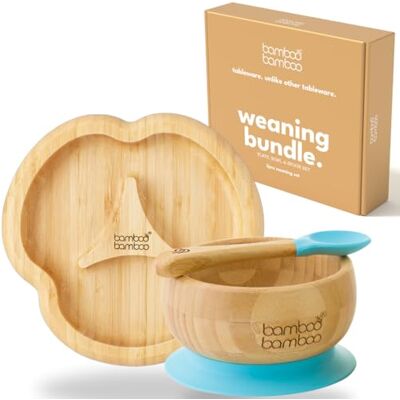 bamboo bamboo Set De Sevrage Assiette Bébé & Bol Bébé, Assiette Et Bol À Ventouse Pour Repas Et Sevrage, Assiette Compartimentée Bambou, Bol Enfant & Cuillère Bébé, Dès 6 Mois (Bleu) - Publicité bamboo bamboo Set De Sevrage Assiette Bébé & Bol Bébé, Assiette Et Bol À Ventouse Pour Repas Et Sevrage, Assiette Compartimentée Bambou, Bol Enfant & Cuillère Bébé, Dès 6 Mois (Bleu) - Publicité
