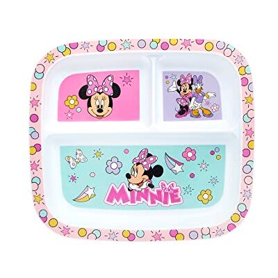 Disney Minnie Mouse Assiette à 3 compartiments pour enfant Rose - Publicité Disney Minnie Mouse Assiette à 3 compartiments pour enfant Rose - Publicité
