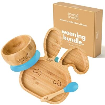 bamboo bamboo Set De Sevrage Assiette Bébé & Bol Bébé En Bambou, Assiette Et Bol À Ventouse Pour Repas Et Sevrage, Assiette Lapin, Bol Enfant & Cuillère Bébé, Dès 6 Mois (Lapin, Bleu) - Publicité bamboo bamboo Set De Sevrage Assiette Bébé & Bol Bébé En Bambou, Assiette Et Bol À Ventouse Pour Repas Et Sevrage, Assiette Lapin, Bol Enfant & Cuillère Bébé, Dès 6 Mois (Lapin, Bleu) - Publicité