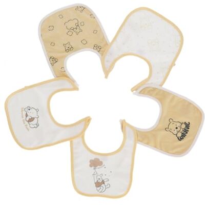 Disney Lot de 5 Bavoirs Bébé en 100% Coton 200 GSM Fermeture par Cordons à Nouer – Designs Assortis - Publicité Disney Lot de 5 Bavoirs Bébé en 100% Coton 200 GSM Fermeture par Cordons à Nouer – Designs Assortis - Publicité