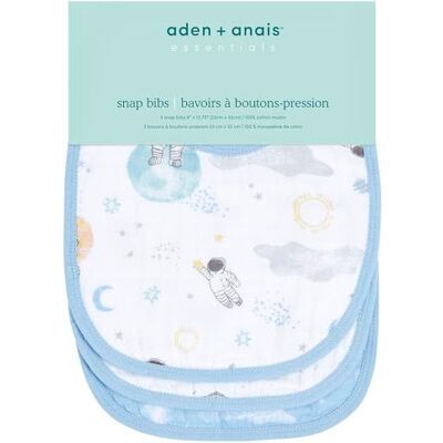 aden + anais ™ essentials Pack de 3 bavoirs à boutons-pression pour bébé prélavés en mousseline 100% coton, Bavoir absorbant et ajustable, Garçon et Fille, 23cm x 34cm, Imprimé space explorers - Publicité aden + anais ™ essentials Pack de 3 bavoirs à boutons-pression pour bébé prélavés en mousseline 100% coton, Bavoir absorbant et ajustable, Garçon et Fille, 23cm x 34cm, Imprimé space explorers - Publicité
