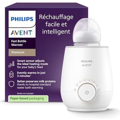 AVENT Philips Chauffe-biberon rapide, contrôle intelligent de la température, chaleur uniforme sans point chaud, réchauffage bain-marie qualité hospitalière, arrêt automatique, SCF358/00 - Publicité AVENT Philips Chauffe-biberon rapide, contrôle intelligent de la température, chaleur uniforme sans point chaud, réchauffage bain-marie qualité hospitalière, arrêt automatique, SCF358/00 - Publicité