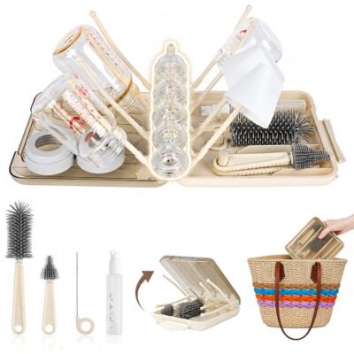 FXXQHT Ensemble Goupillon Biberon 6 en 1 pour biberons de Voyage avec Brosse en Silicone, Nettoyeur de tétons et Paille, Distributeur de Savon, égouttoir et étui de Rangement – Compact Essentiel pour bébé - Publicité FXXQHT Ensemble Goupillon Biberon 6 en 1 pour biberons de Voyage avec Brosse en Silicone, Nettoyeur de tétons et Paille, Distributeur de Savon, égouttoir et étui de Rangement – Compact Essentiel pour bébé - Publicité