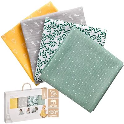 Sophie la Girafe Set 4 Langes Color Doux 70×70 cm Bébé Dès la Naissance 4 motifs coloris différents 100% coton résistant multi-usages quotidien bavoir doudou change idée cadeau fille garçon - Publicité Sophie la Girafe Set 4 Langes Color Doux 70×70 cm Bébé Dès la Naissance 4 motifs coloris différents 100% coton résistant multi-usages quotidien bavoir doudou change idée cadeau fille garçon - Publicité