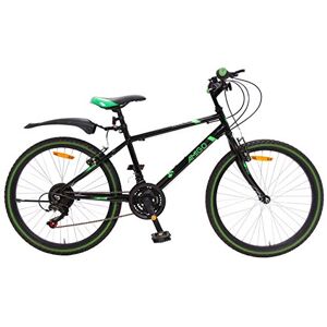 Amigo Rock VTT pour garçons et Filles 24 Pouces Shimano 18 Vitesses Convient à partir de 135 cm avec Frein à Main et béquilles pour vélo Noir/Vert - Publicité