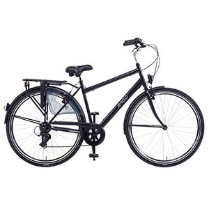 Amigo Style Vélos de Ville pour Hommes 28 Pouces Convient à partir de 180-185 cm Shimano 6 Vitesses Vélo de Ville avec Frein à Main, béquilles pour vélo et éclairage Noir/Gris - Publicité