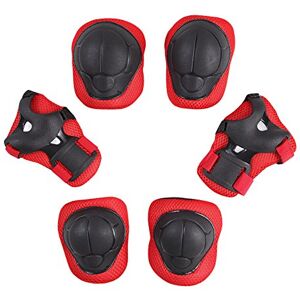 CHIC-Sport Lot de 6 Protections pour Poignets, Genoux, Coudes Trottinnettes/Skate/Scooter/BMX/Scooter/Cyclisme/Bicyclette Sécurité (Rouge, 3-8 Ans) - Publicité