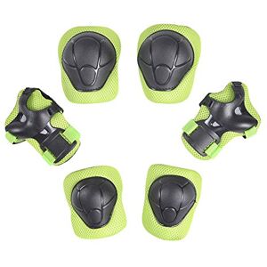 CHIC-Sport Lot de 6 Protections pour Poignets, Genoux, Coudes Trottinnettes/Skate/Scooter/BMX/Scooter/Cyclisme/Bicyclette Sécurité (Vert, 3-8 Ans) - Publicité