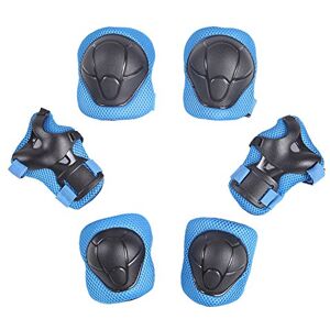 CHIC-Sport Lot de 6 Protections pour Poignets, Genoux, Coudes Trottinnettes/Skate/Scooter/BMX/Scooter/Cyclisme/Bicyclette Sécurité (Bleu, 3-8 Ans) - Publicité