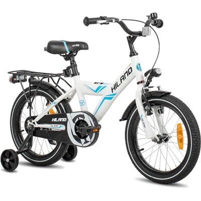 HH HILAND HILAND Vélo VTT pour enfant 16/18/20 pouces pour garçons et filles à partir de 4, 5, 6, 7, 8, 9 ans, avec porte-bagages, roues/support, noir/blanc - Publicité HH HILAND HILAND Vélo VTT pour enfant 16/18/20 pouces pour garçons et filles à partir de 4, 5, 6, 7, 8, 9 ans, avec porte-bagages, roues/support, noir/blanc - Publicité