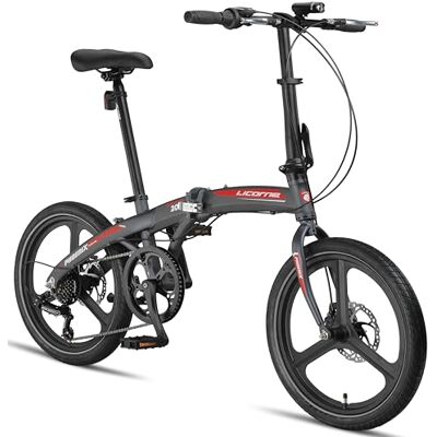 Licorne Bike Phoenix 2D Cross Vélo pliant en aluminium 20" avec frein à disque et frein à disque Pour homme et femme 7 vitesses Cadre en aluminium (roues Mag, anthracite/rouge) - Publicité Licorne Bike Phoenix 2D Cross Vélo pliant en aluminium 20" avec frein à disque et frein à disque Pour homme et femme 7 vitesses Cadre en aluminium (roues Mag, anthracite/rouge) - Publicité