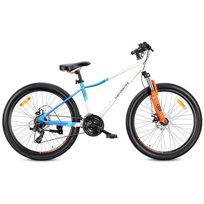sun baby Verdant Calix VTT 26 Pouces pour Femmes et Hommes, Vélo Tout Terrain 26" Amortisseur, Freins à Disque, 21 Vitesses Blanc-Bleu-Orange - Publicité sun baby Verdant Calix VTT 26 Pouces pour Femmes et Hommes, Vélo Tout Terrain 26" Amortisseur, Freins à Disque, 21 Vitesses Blanc-Bleu-Orange - Publicité