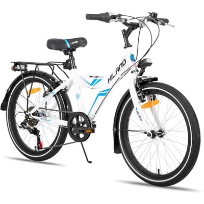 HH HILAND HILAND VTT 20/24 Pouces pour garçons et Filles de 7, 8, 9 et 10 Ans et Plus, 6 Vitesses, vélo de Ville pour Enfants, Porte-Bagages et Porte-Bagages, Noir/Blanc - Publicité HH HILAND HILAND VTT 20/24 Pouces pour garçons et Filles de 7, 8, 9 et 10 Ans et Plus, 6 Vitesses, vélo de Ville pour Enfants, Porte-Bagages et Porte-Bagages, Noir/Blanc - Publicité