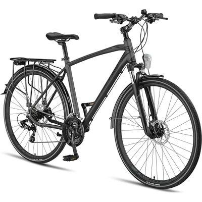 Licorne Bike Vélo de trekking 28″, avec frein à disque en aluminium, 21 vitesses, VTT, vélo cross (pour homme, anthracite) - Publicité Licorne Bike Vélo de trekking 28″, avec frein à disque en aluminium, 21 vitesses, VTT, vélo cross (pour homme, anthracite) - Publicité