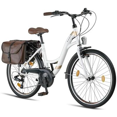 Licorne Bike Stella Plus Premium City Bike en aluminium 26" et 28" pour filles, garçons, hommes et femmes – 21 vitesses – Vélo hollandais StVZO (blanc, 66") - Publicité Licorne Bike Stella Plus Premium City Bike en aluminium 26" et 28" pour filles, garçons, hommes et femmes – 21 vitesses – Vélo hollandais StVZO (blanc, 66") - Publicité