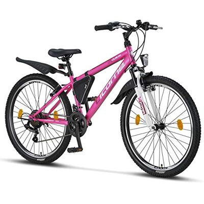 Licorne Bike Guide Vélo VTT haut de gamme pour filles, garçons, hommes et femmes Vélo avec dérailleur Shimano 21 vitesses - Publicité Licorne Bike Guide Vélo VTT haut de gamme pour filles, garçons, hommes et femmes Vélo avec dérailleur Shimano 21 vitesses - Publicité