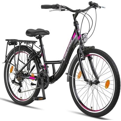 Chillaxx Bike Strada Premium City Bike en 24, 26, 28 pouces Vélo pour filles, garçons, hommes et femmes 21 vitesses Vélo de ville hollandais Citybike (24 pouces, Noir-Rose frein en V) - Publicité Chillaxx Bike Strada Premium City Bike en 24, 26, 28 pouces Vélo pour filles, garçons, hommes et femmes 21 vitesses Vélo de ville hollandais Citybike (24 pouces, Noir-Rose frein en V) - Publicité